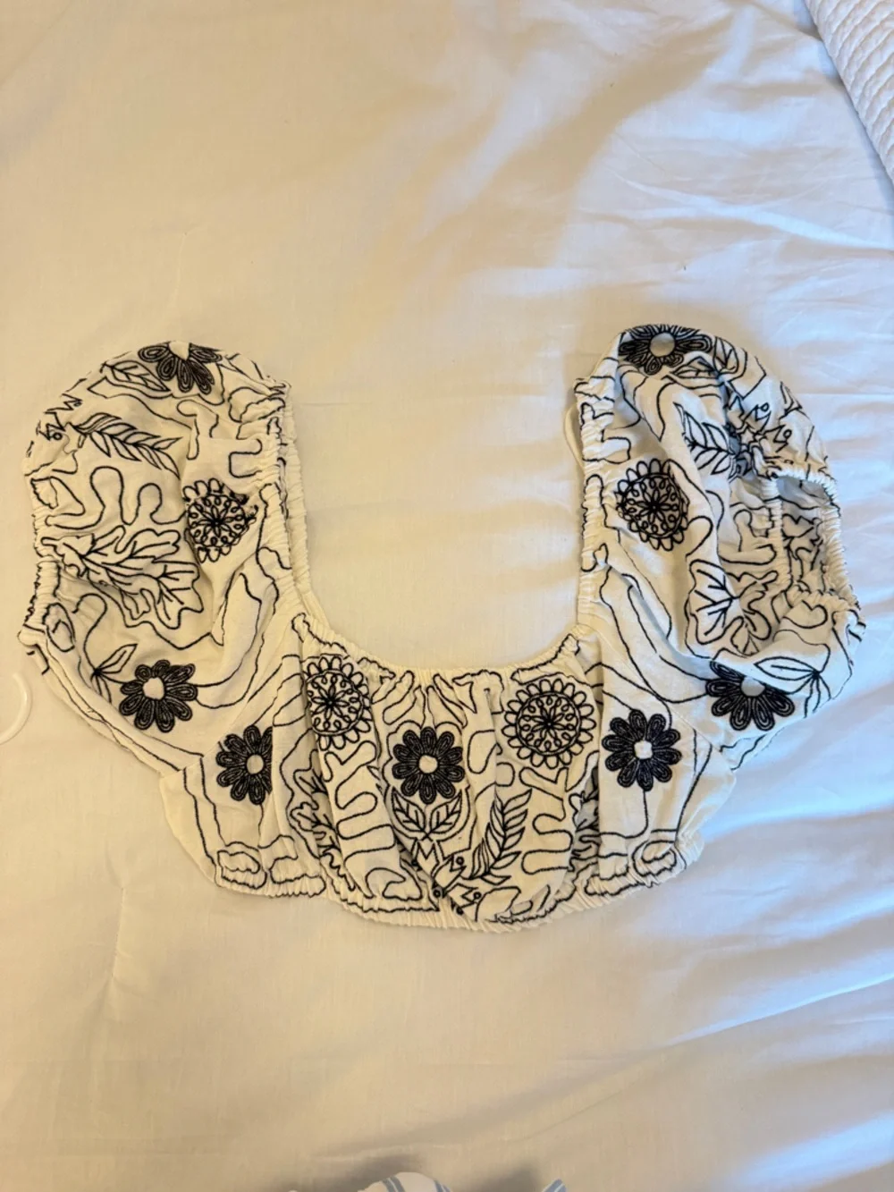 Free People Cream Maxi Skirt Set with Black Embroidered Waist and Top - Picture 2 of 4